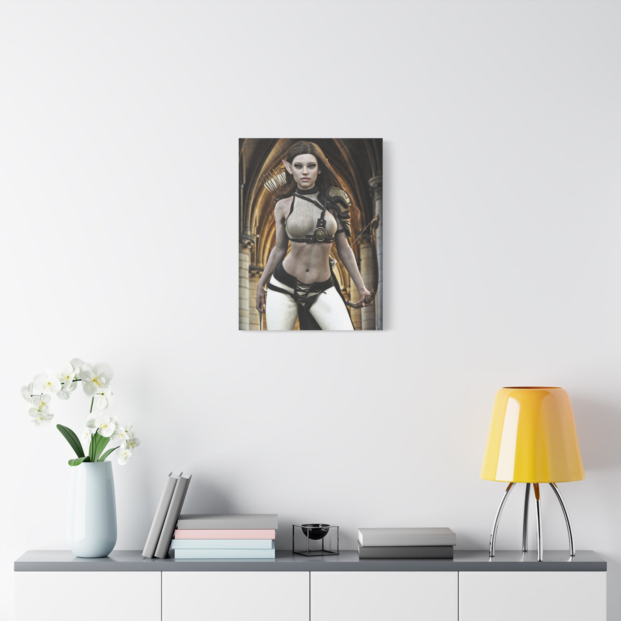 Fantasy Elven Archer Canvas Print – Warrior Elf Wall Art- No AI- Human created illustraion art