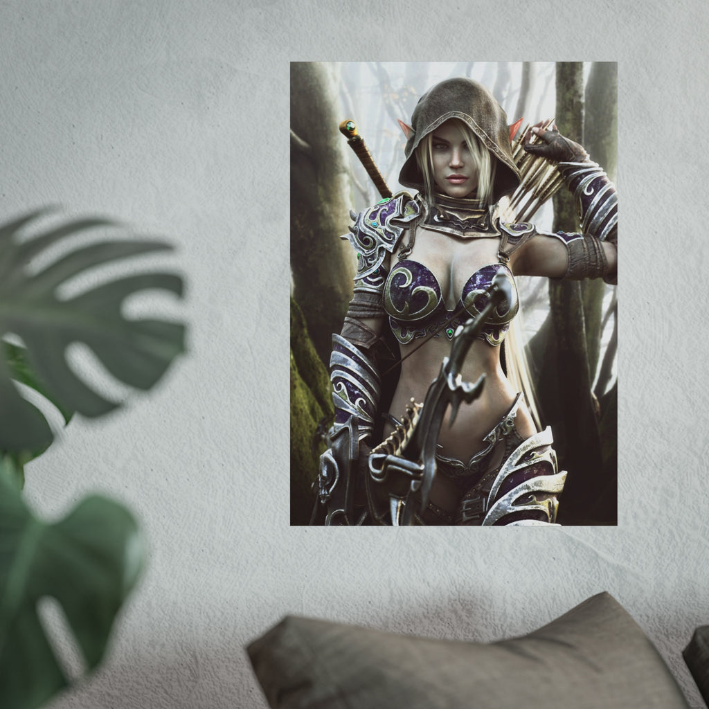 Fantasy Archer Warrior Fine Art Poster — Female Ranger Wall Art for Gamers & RPG Fans