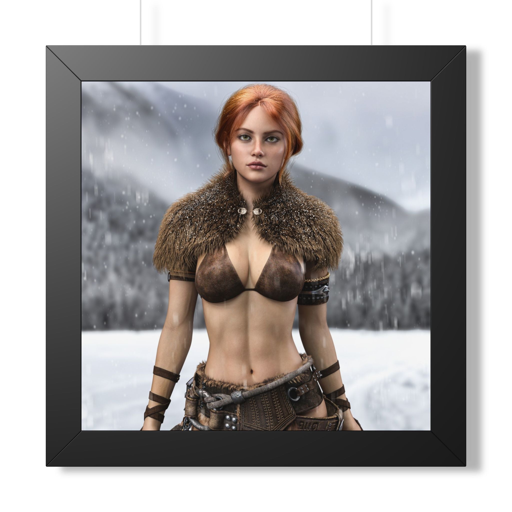 Viking Shieldmaiden Framed Poster — Redhead Warrior Art Print