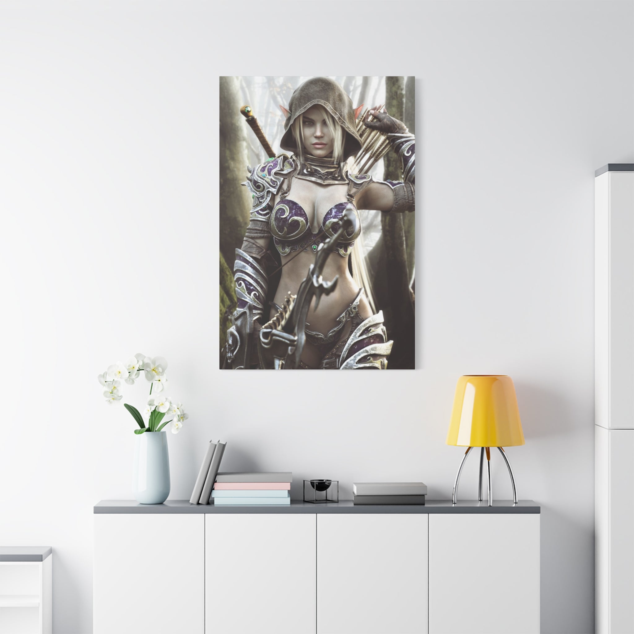 Fantasy Archer Warrior Canvas Print — Matte Stretched Wall Art- No AI- Human created illustration art