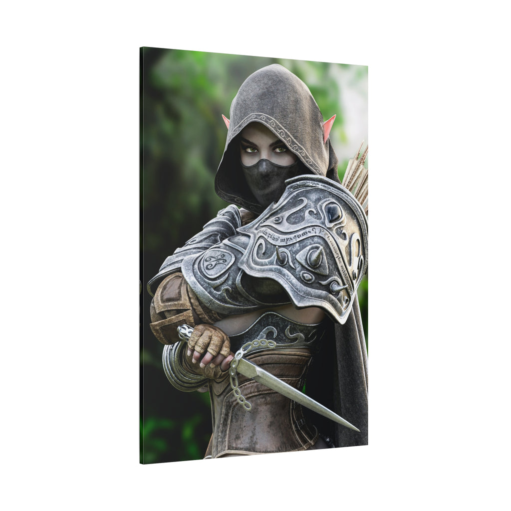 Elven Dark Elf Ranger Canvas Print — Fantasy Drow Archer Matte Stretched Wall Art