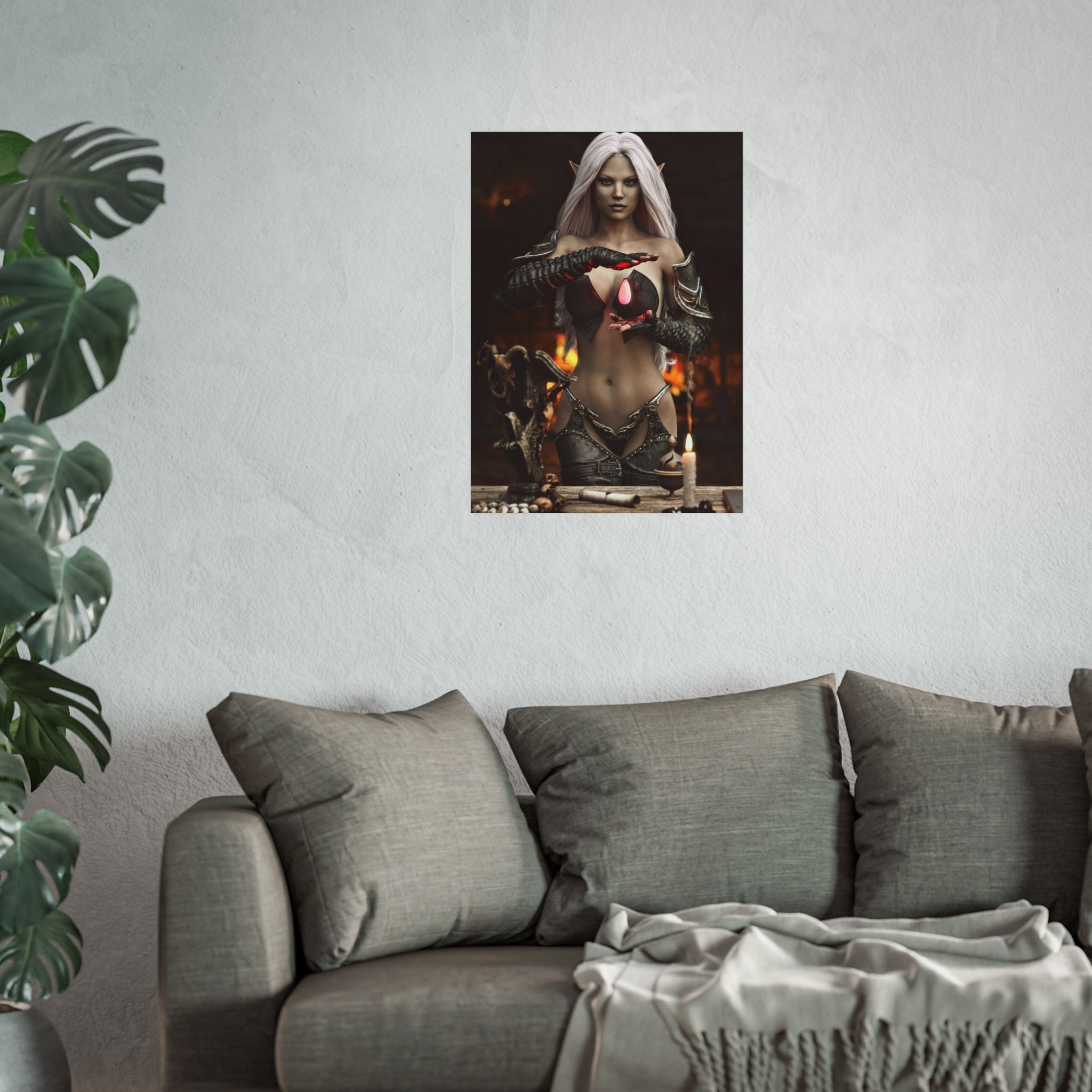 Fantasy Sorceress Art Poster — Dark Magic Goddess Wall Print - No AI - Human generated