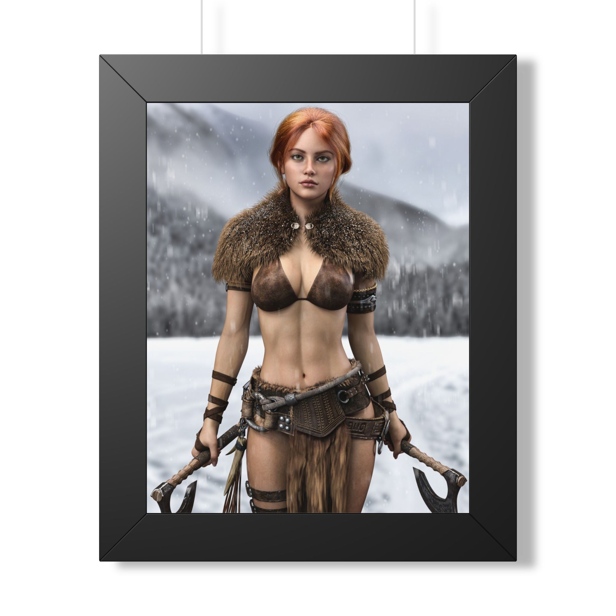 Viking Shieldmaiden Framed Poster — Redhead Warrior Art Print