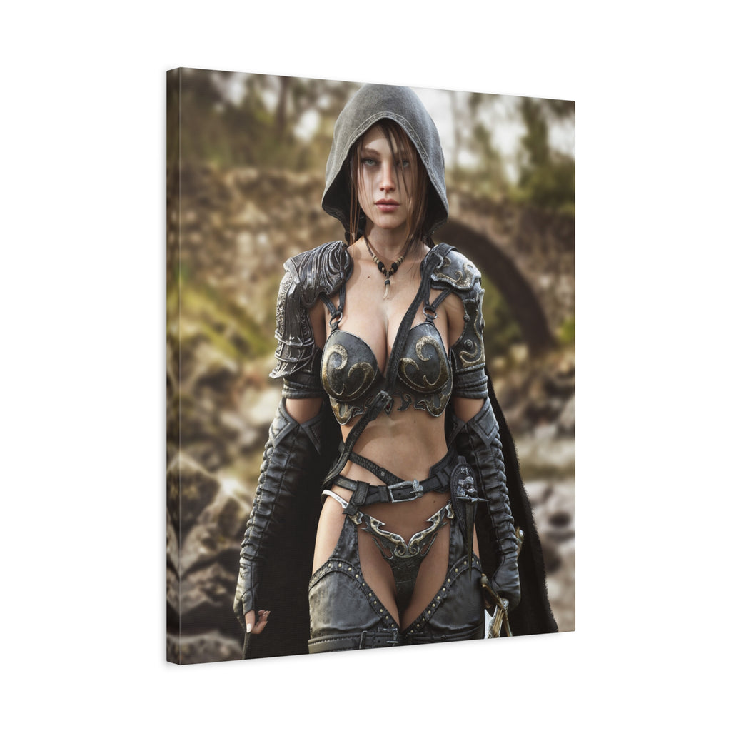 Fantasy Warrior Woman Matte Canvas Print - No AI- Human created illustration art
