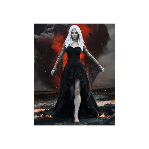Póster "Bruja Oscura" Fine Art — Arte de Pared de Mujer Gótica con Vestido Negro - No IA - Ilustración creada por humanos