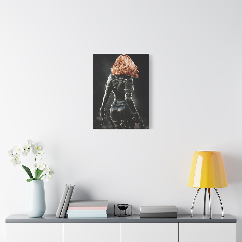 Black Widow Inspired Matte Canvas Art — Female Assassin Poster, Stretched 1.25" - No AI - human created illustration art
