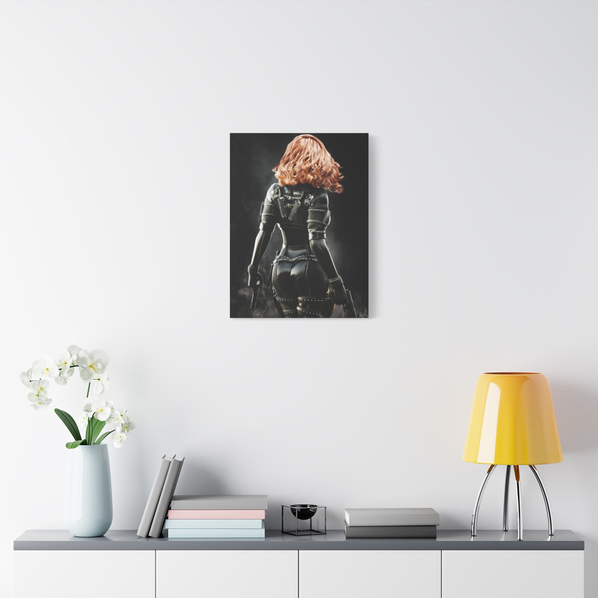 Black Widow Inspired Matte Canvas Art — Female Assassin Poster, Stretched 1.25" - No AI - human created illustration art