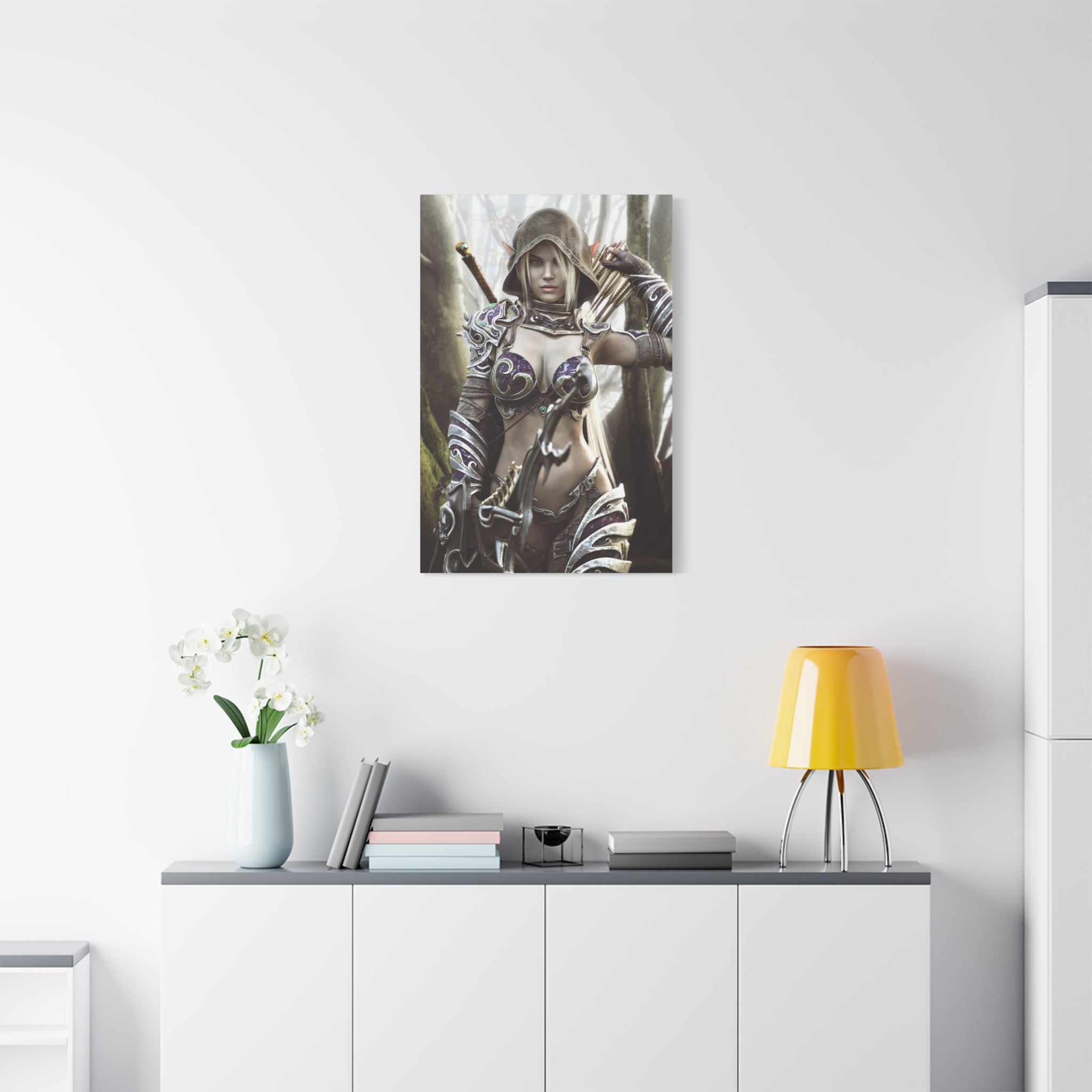 Fantasy Archer Warrior Canvas Print — Matte Stretched Wall Art- No AI- Human created illustration art