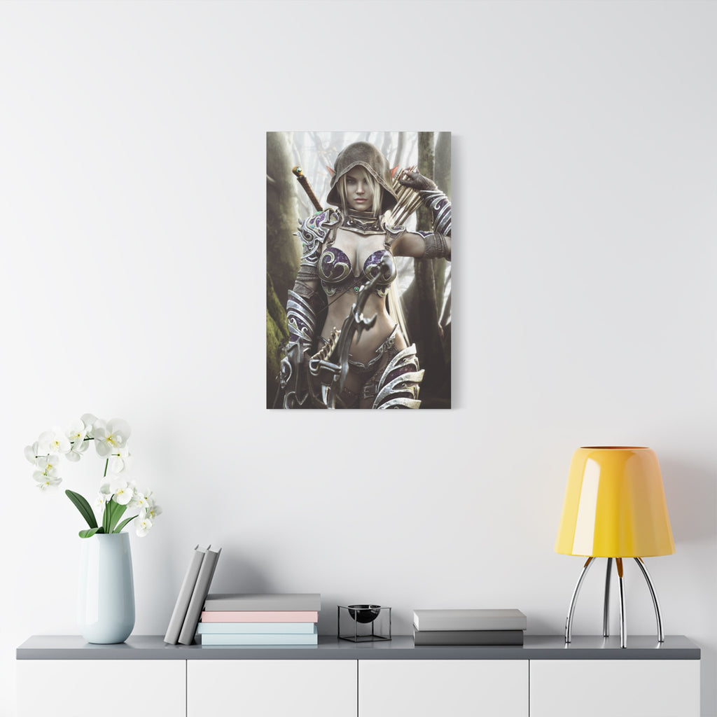 Fantasy Archer Warrior Canvas Print — Matte Stretched Wall Art- No AI- Human created illustration art