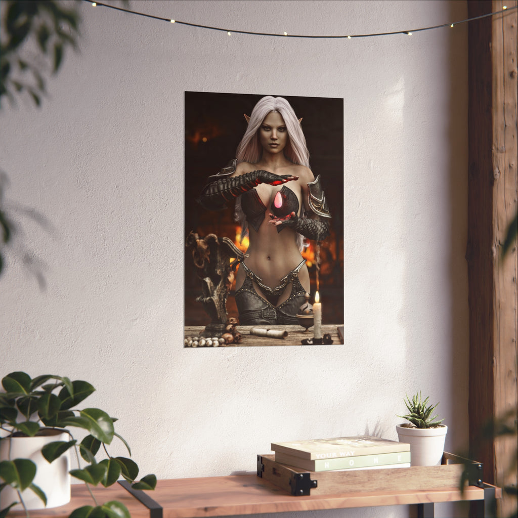 Fantasy Sorceress Art Poster — Dark Magic Goddess Wall Print - No AI - Human generated