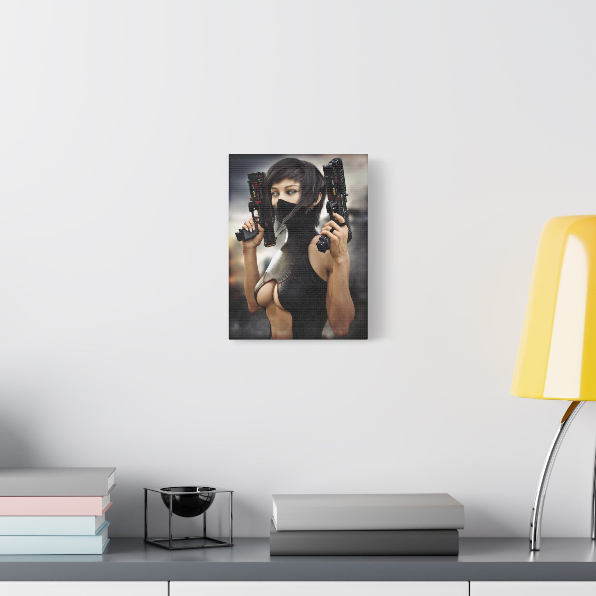 Futuristic Assassin Matte Canvas Wall Art - No Ai- Human created illustration art