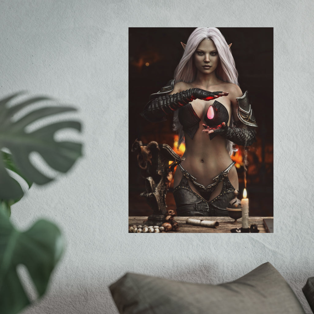 Fantasy Sorceress Art Poster — Dark Magic Goddess Wall Print - No AI - Human generated
