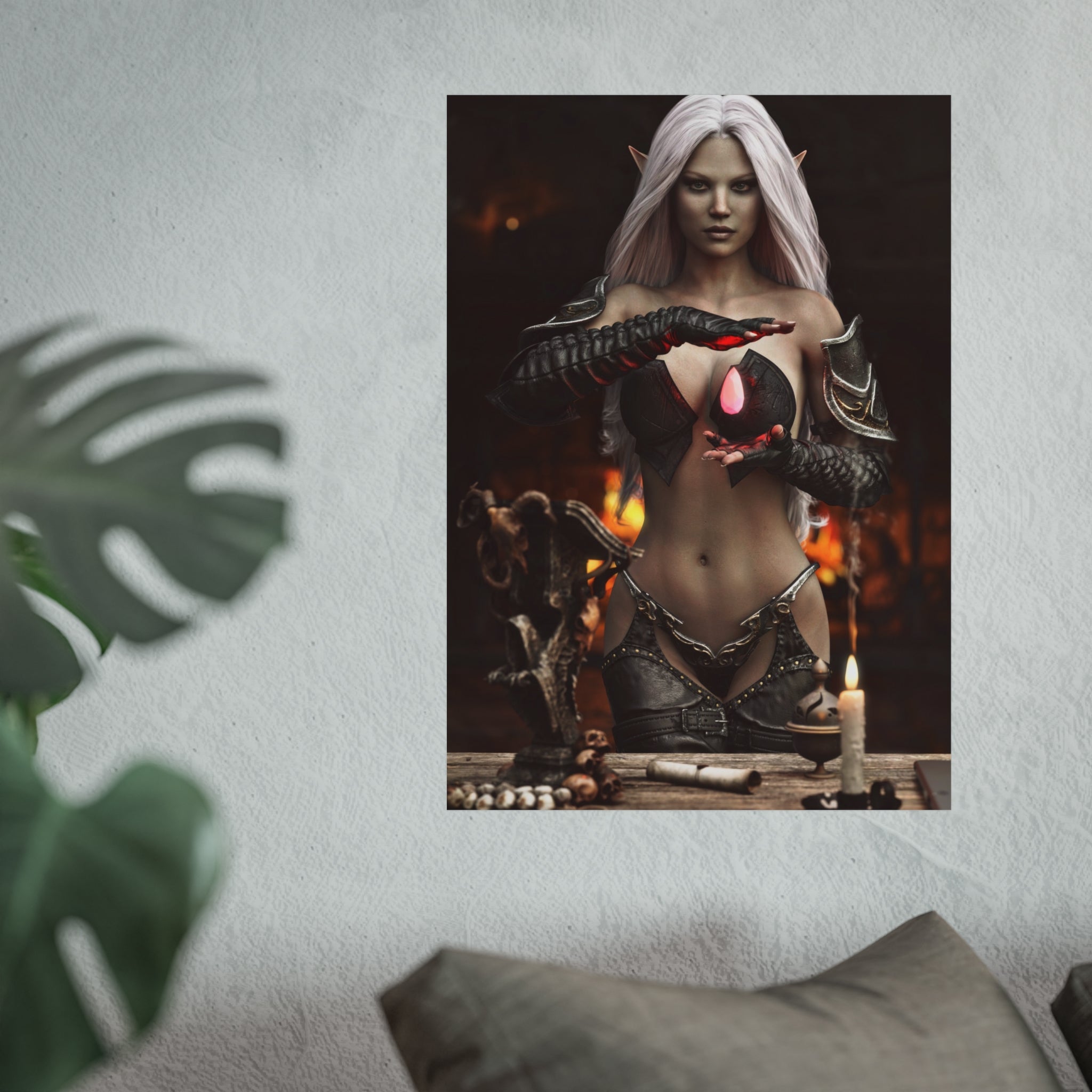 Fantasy Sorceress Art Poster — Dark Magic Goddess Wall Print - No AI - Human generated