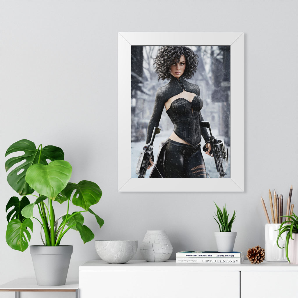 Framed Poster — Female Huntress - No AI - Human created illustration art