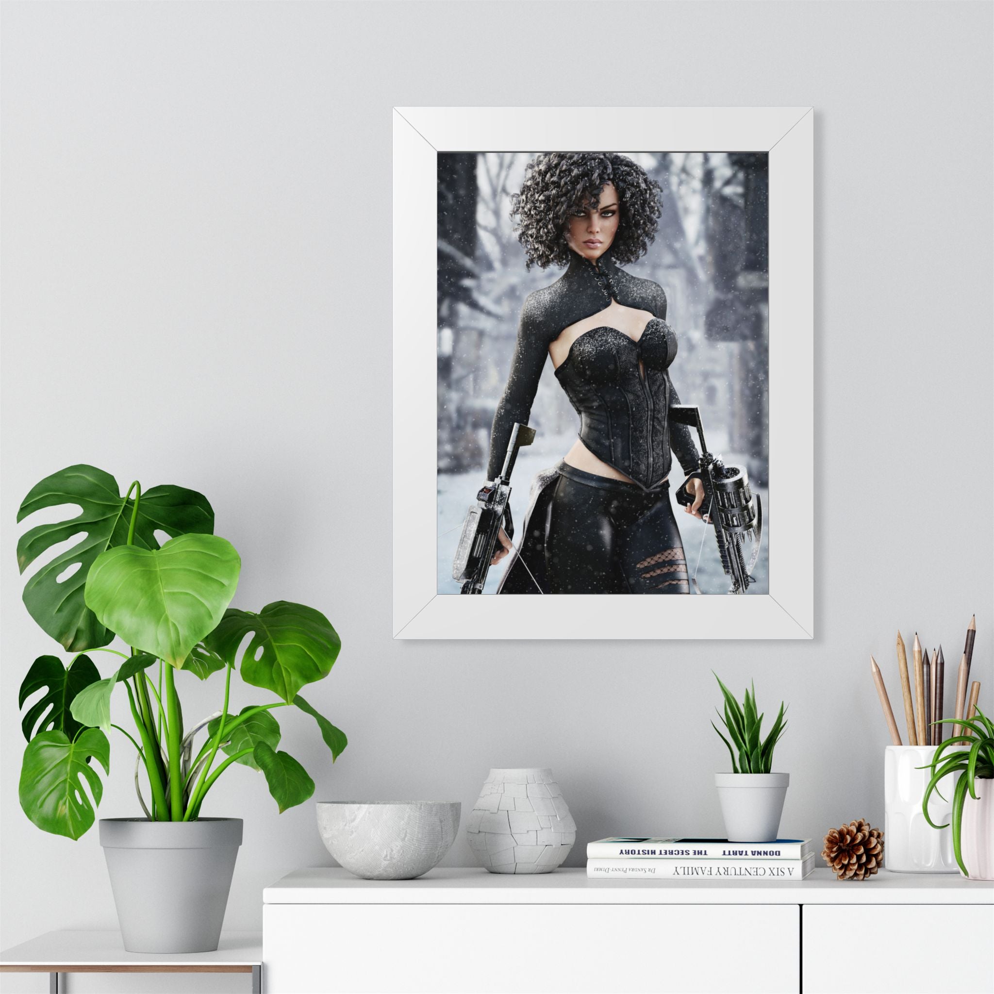 Framed Poster — Female Huntress - No AI - Human created illustration art