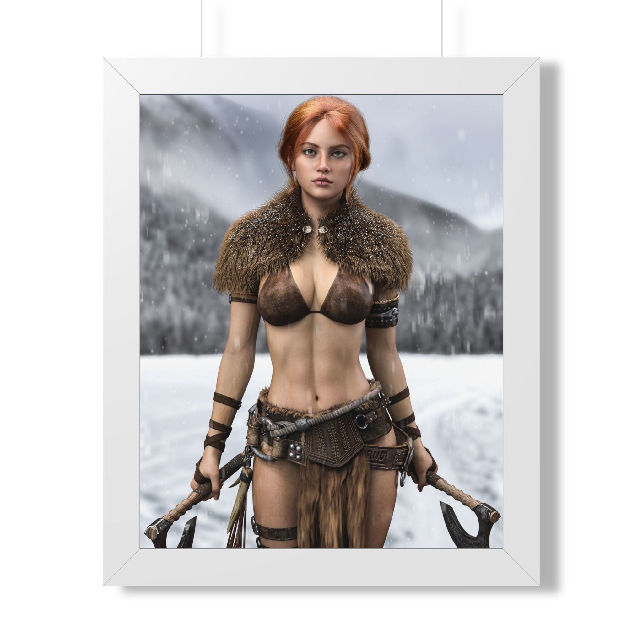 Viking Shieldmaiden Framed Poster — Redhead Warrior Art Print