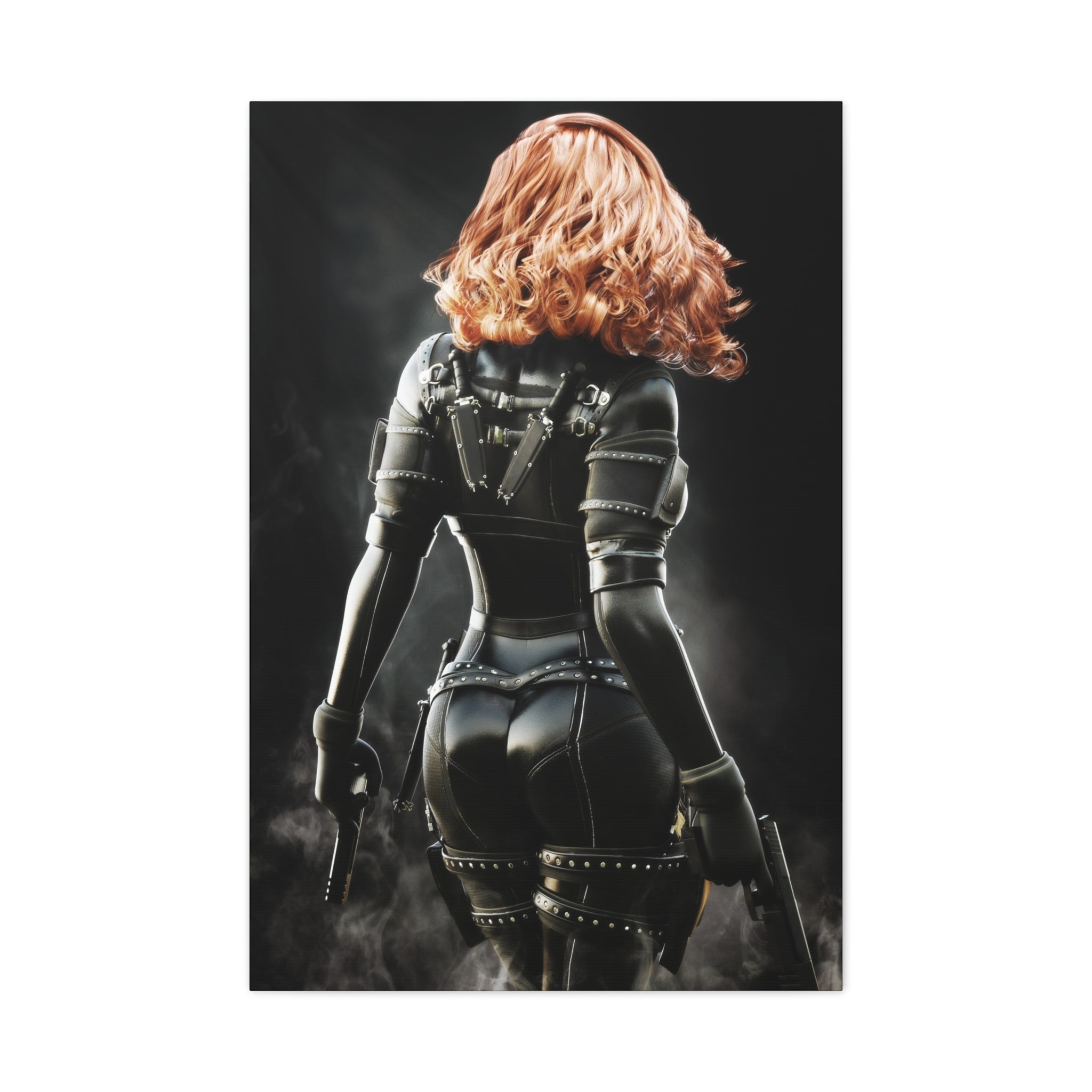 Black Widow Inspired Matte Canvas Art — Female Assassin Poster, Stretched 1.25" - No AI - human created illustration art