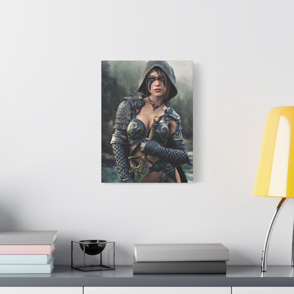 Fantasy Warrior Ranger Woman Matte Canvas Wall Art — Stretched 1.25"- No Ai- Human Created illustration art