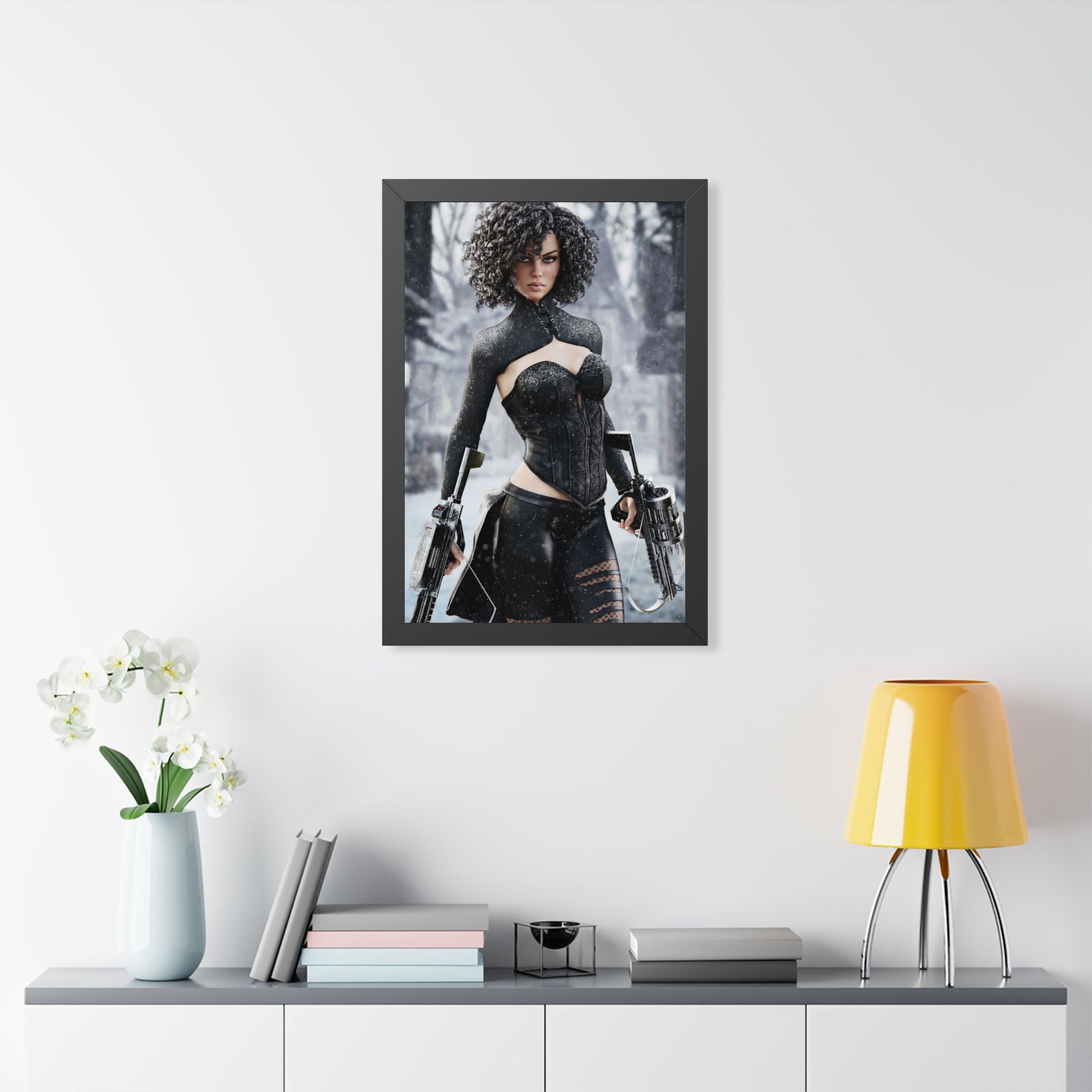 Framed Poster — Female Huntress - No AI - Human created illustration art