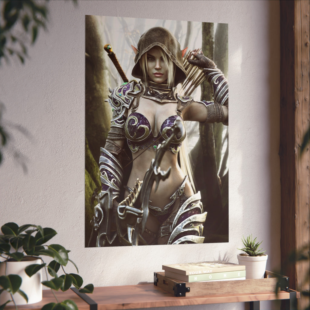 Fantasy Archer Warrior Fine Art Poster — Female Ranger Wall Art for Gamers & RPG Fans