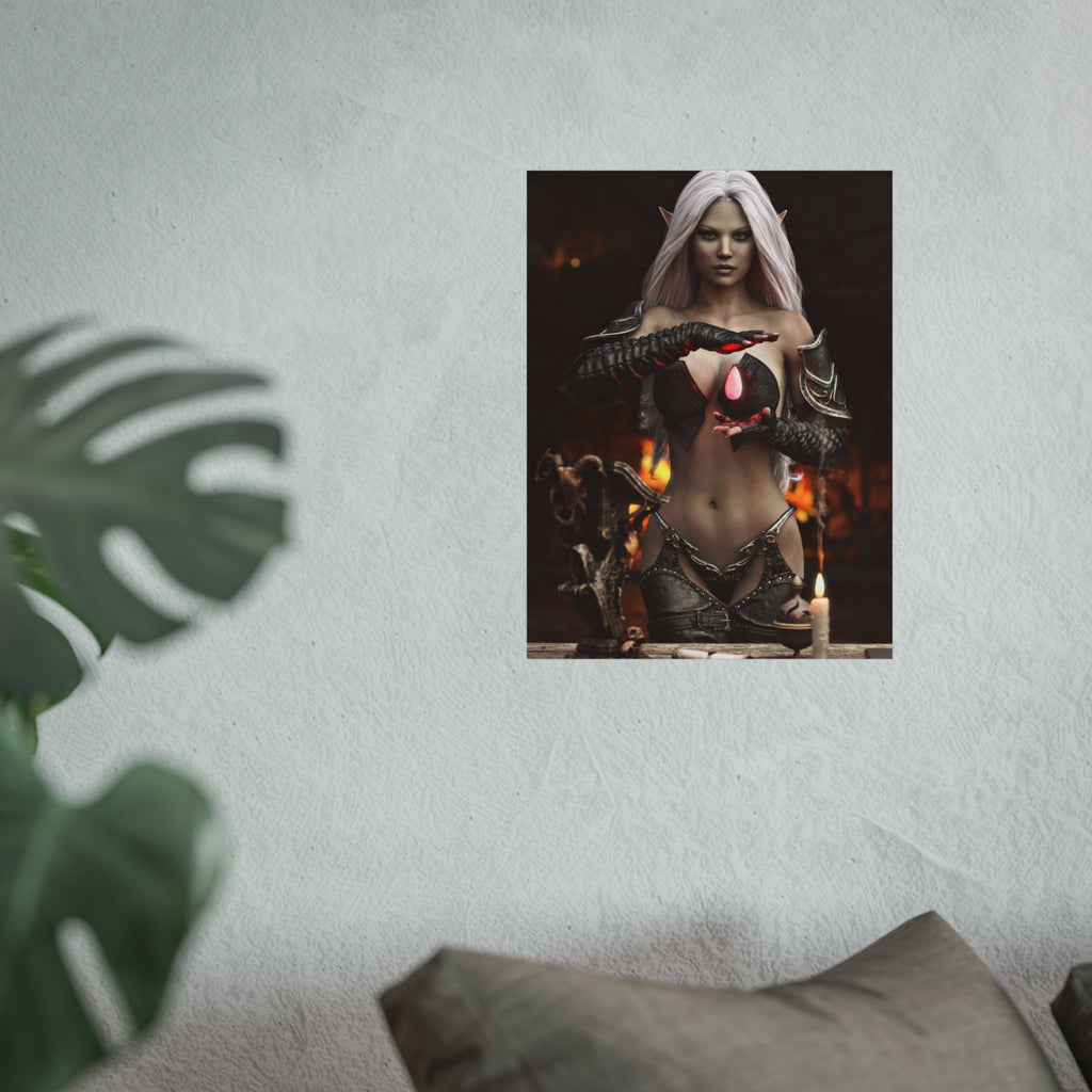 Fantasy Sorceress Art Poster — Dark Magic Goddess Wall Print - No AI - Human generated
