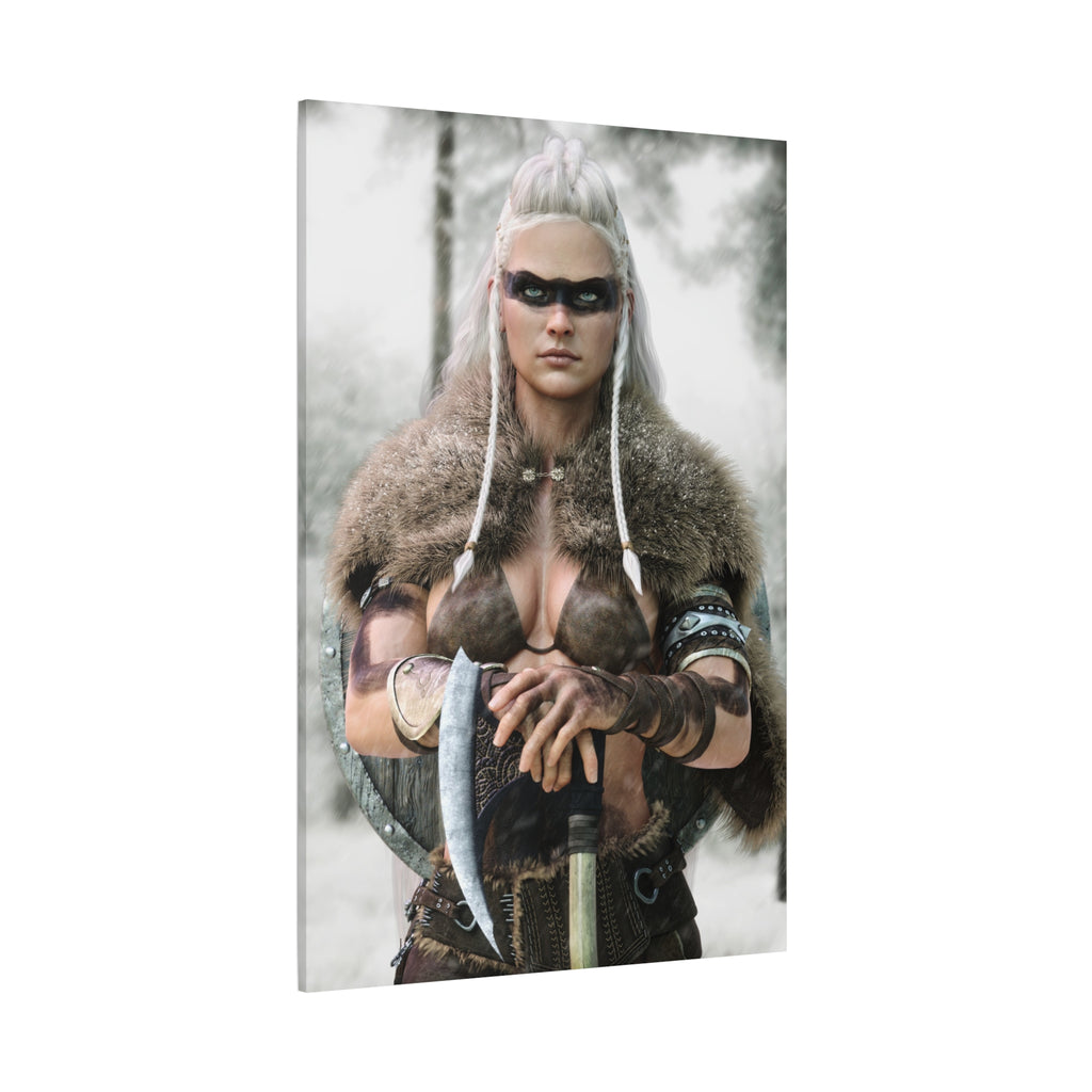 Viking Shieldmaiden Canvas Print — Matte Stretched Wall Art - No AI - Human created illustration art