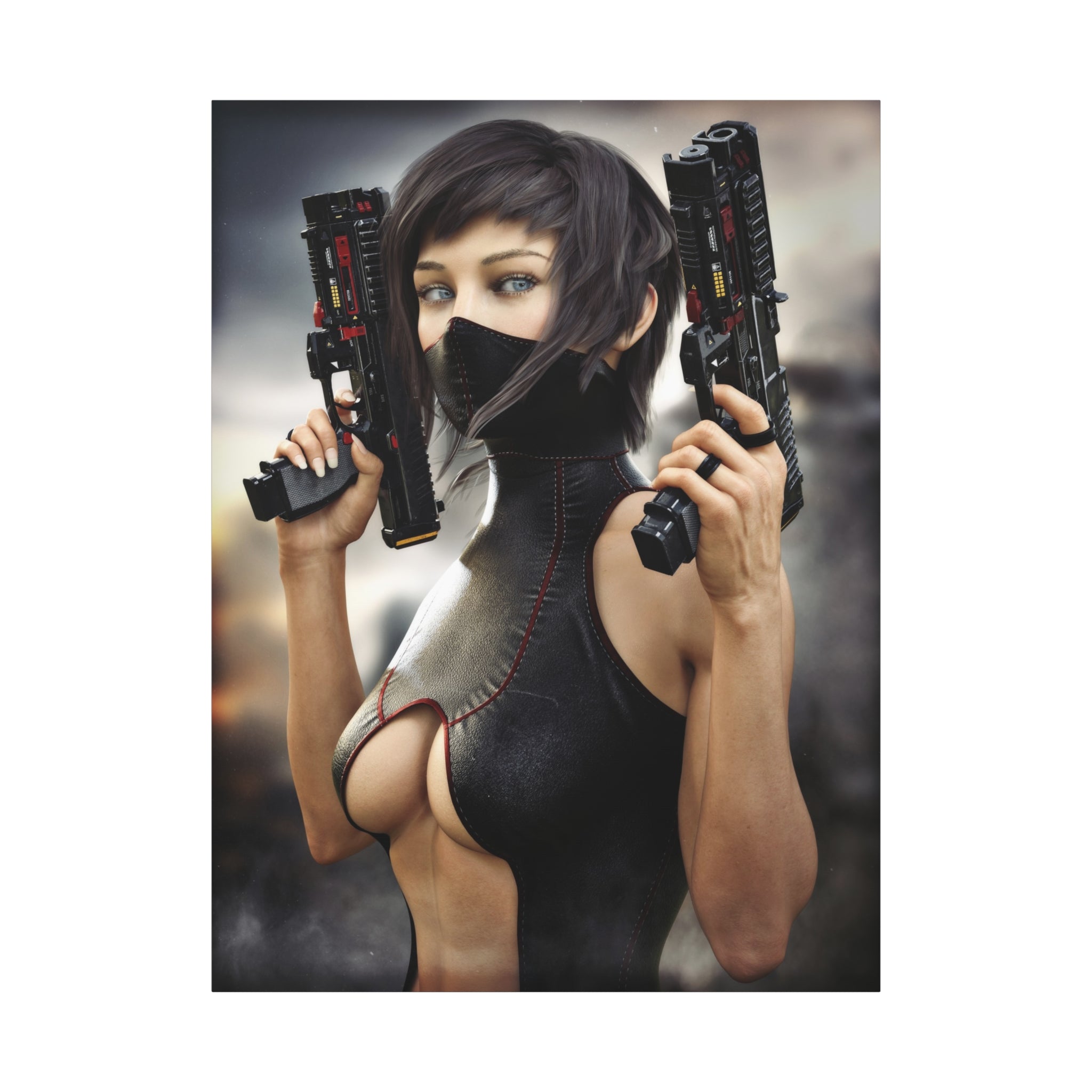 Futuristic Assassin Matte Canvas Wall Art - No Ai- Human created illustration art