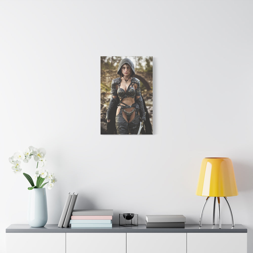 Fantasy Warrior Woman Matte Canvas Print - No AI- Human created illustration art