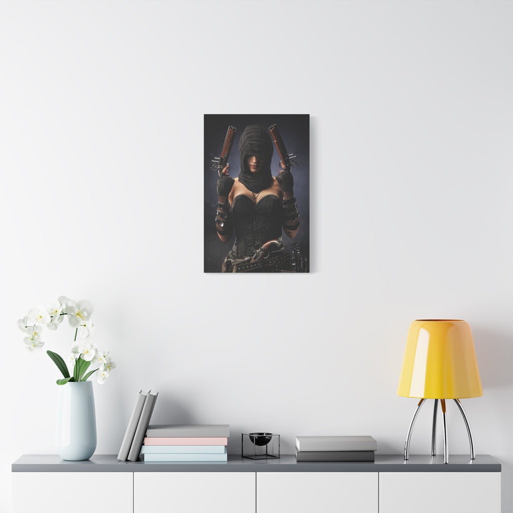 Pirate Assassin Matte Canvas Print — Hooded Female  Wall Art- No Ai- Human created illustration art