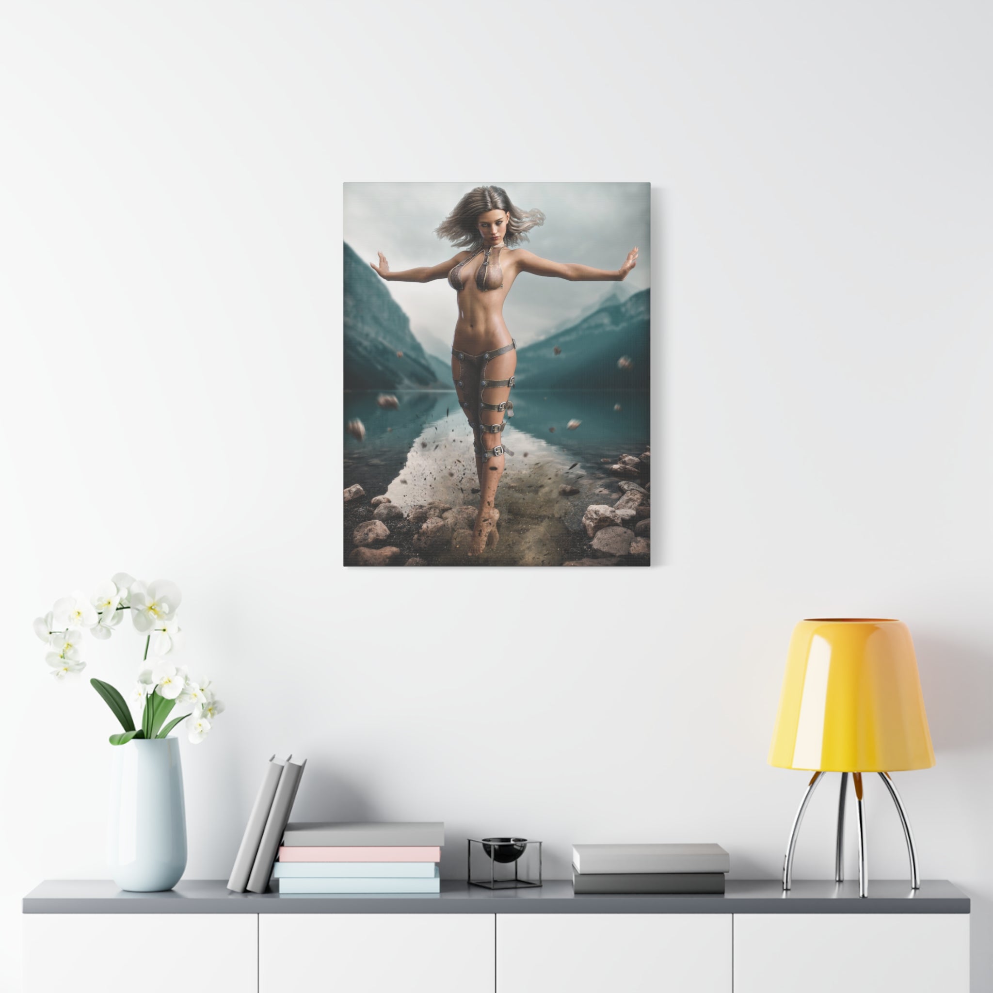 Fantasy Goddess Canvas Print — Mystical Sorceress Matte Stretched Wall Art -No AI- Human created illustration art