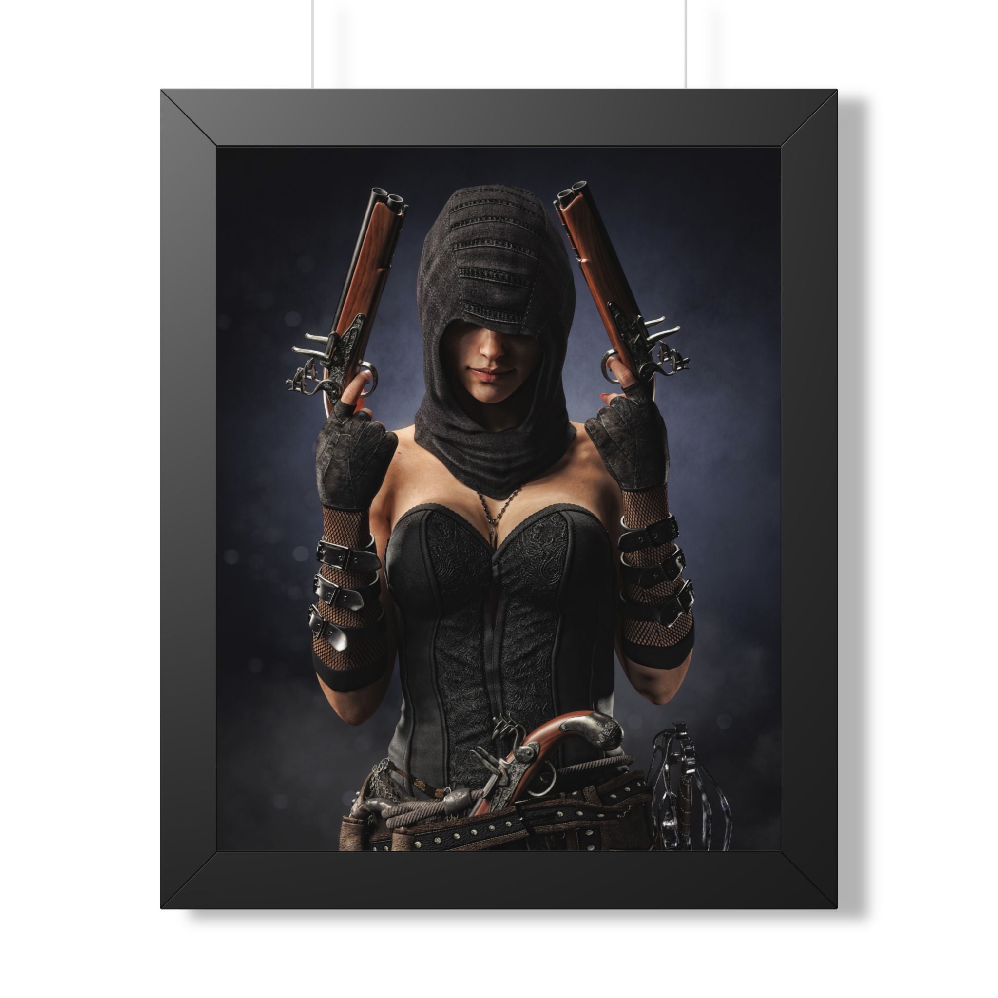 Póster enmarcado — Lámina artística "Pirata Asesino Pícaro Oscuro" (Vertical) - Sin IA - Ilustración creada por humanos