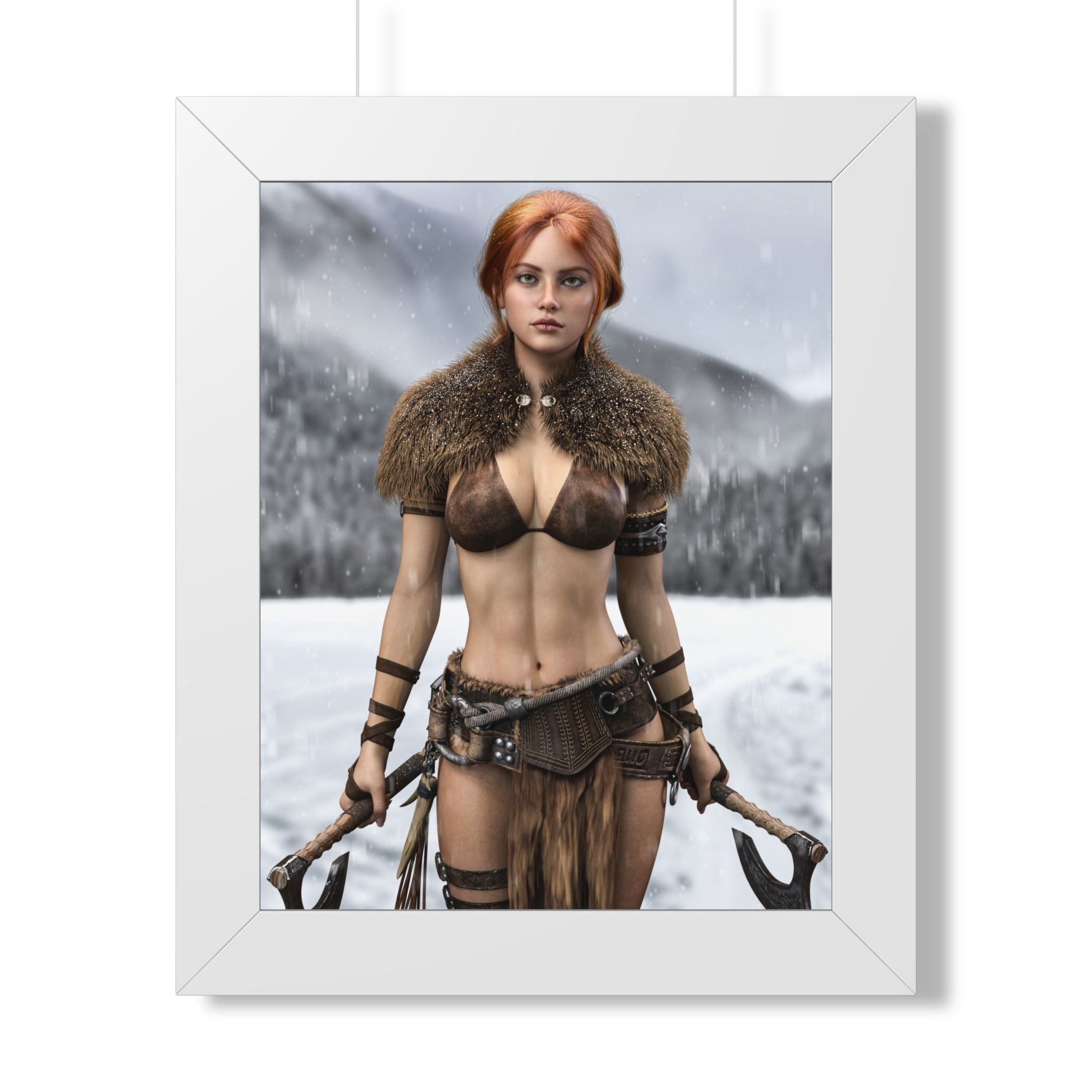 Viking Shieldmaiden Framed Poster — Redhead Warrior Art Print