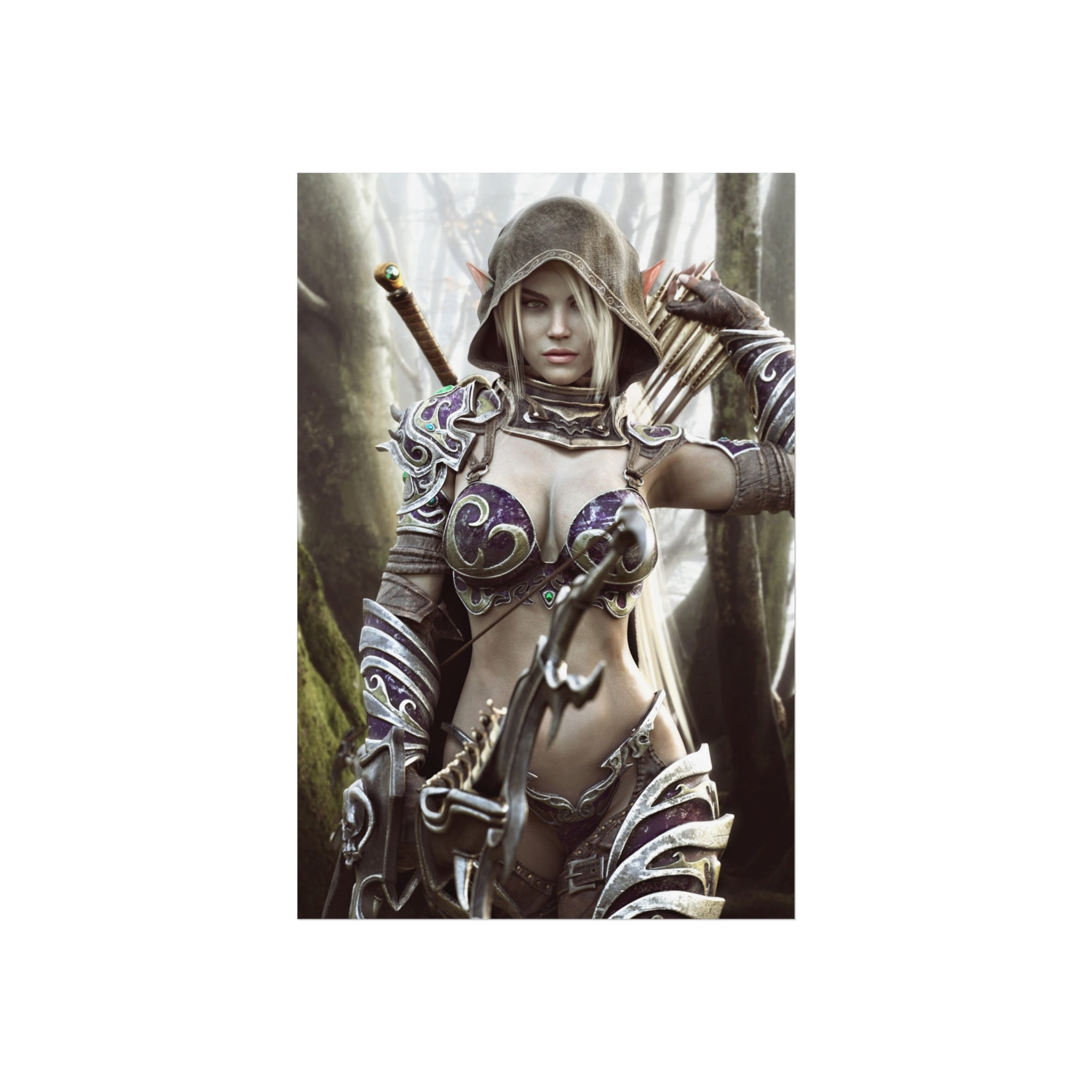 Fantasy Archer Warrior Fine Art Poster — Female Ranger Wall Art for Gamers & RPG Fans