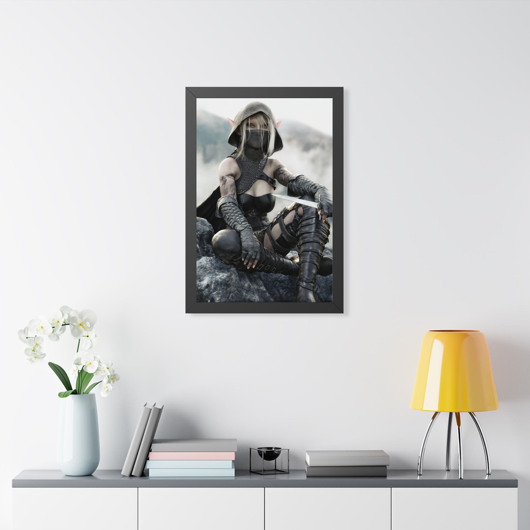 Framed Poster — Fantasy Rogue Assassin Art Print- No AI - Human created illustration art