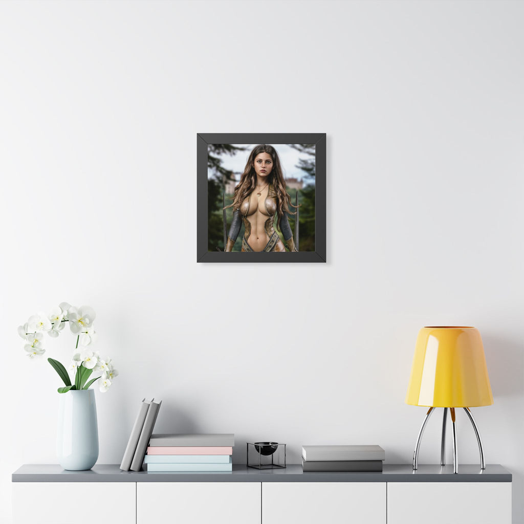 Framed Poster — Fantasy Warrior Woman Portrait