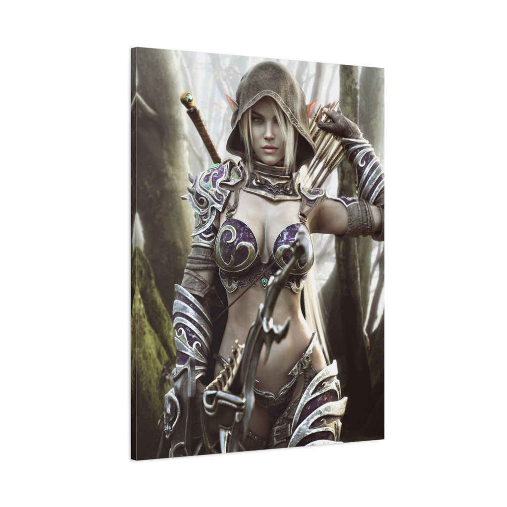 Fantasy Archer Warrior Canvas Print — Matte Stretched Wall Art- No AI- Human created illustration art