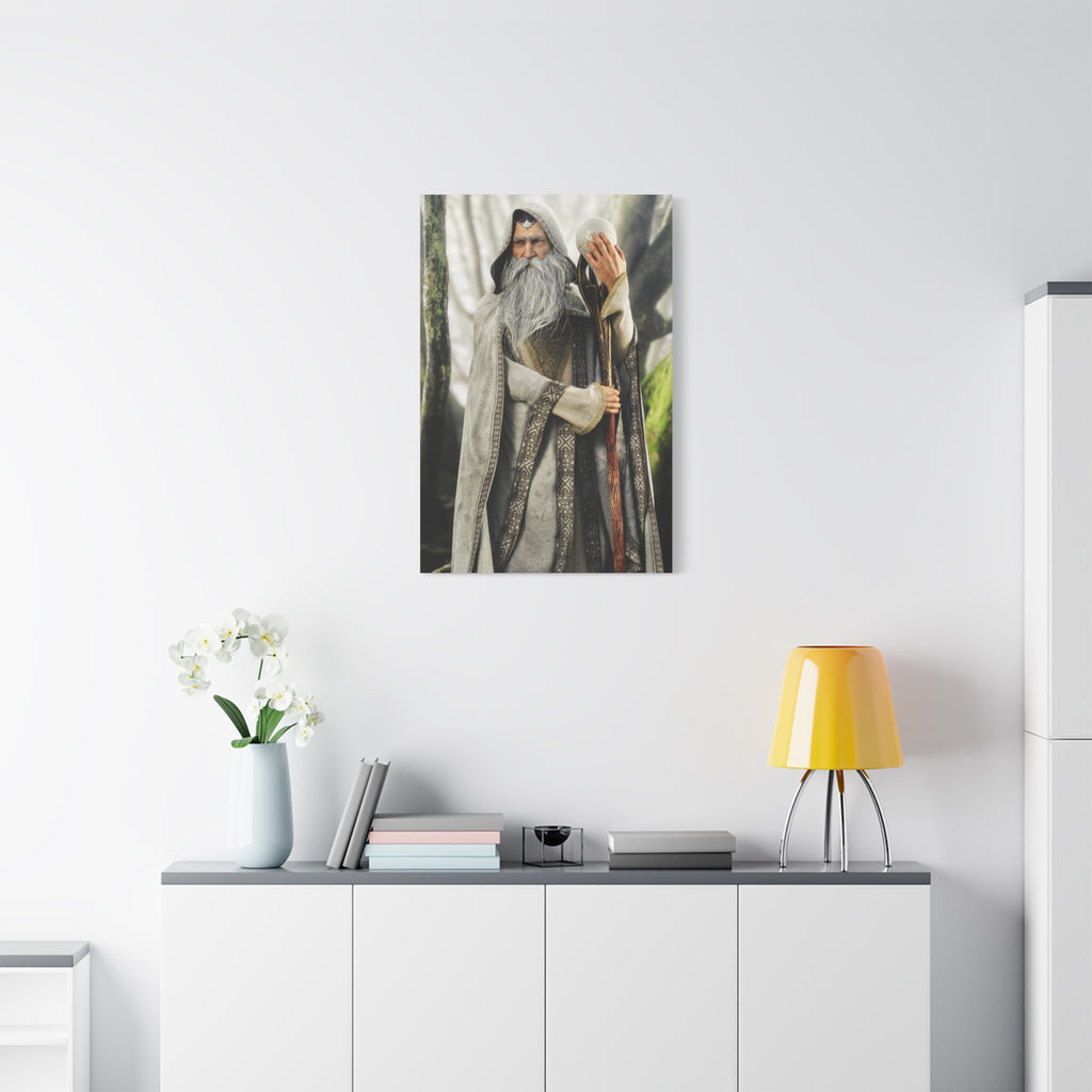 Wizard Portrait Matte Canvas Wall Art - Fantasy Sorcerer Stretched Canvas- No AI - Human created illustration art