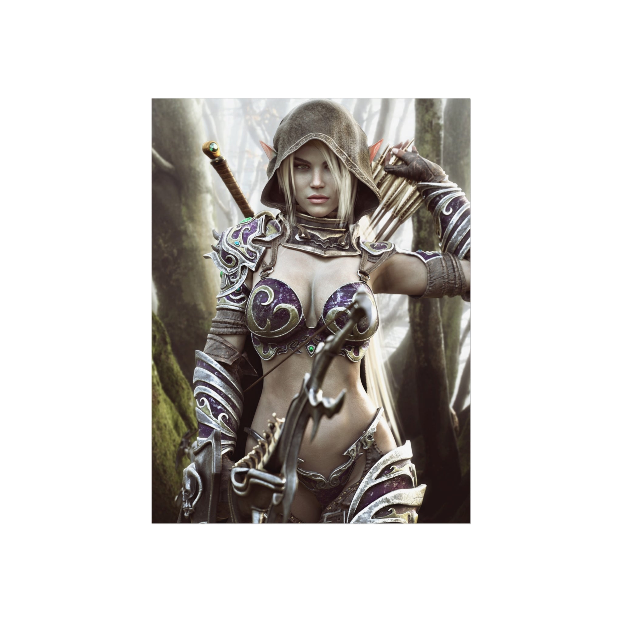 Fantasy Archer Warrior Fine Art Poster — Female Ranger Wall Art for Gamers & RPG Fans