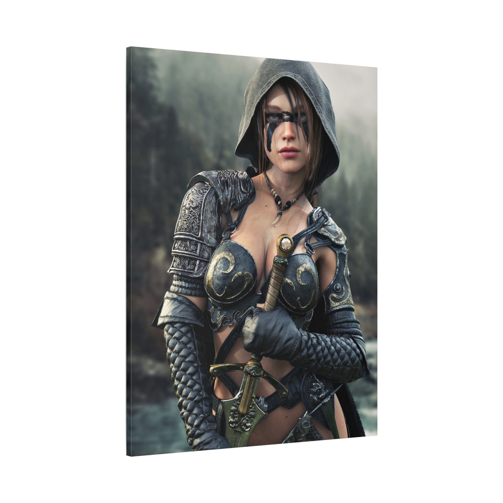 Fantasy Warrior Ranger Woman Matte Canvas Wall Art — Stretched 1.25"- No Ai- Human Created illustration art