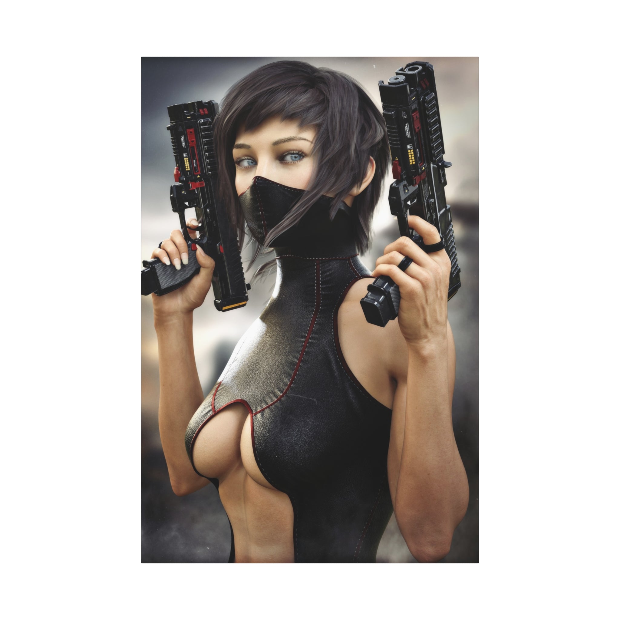 Futuristic Assassin Matte Canvas Wall Art - No Ai- Human created illustration art