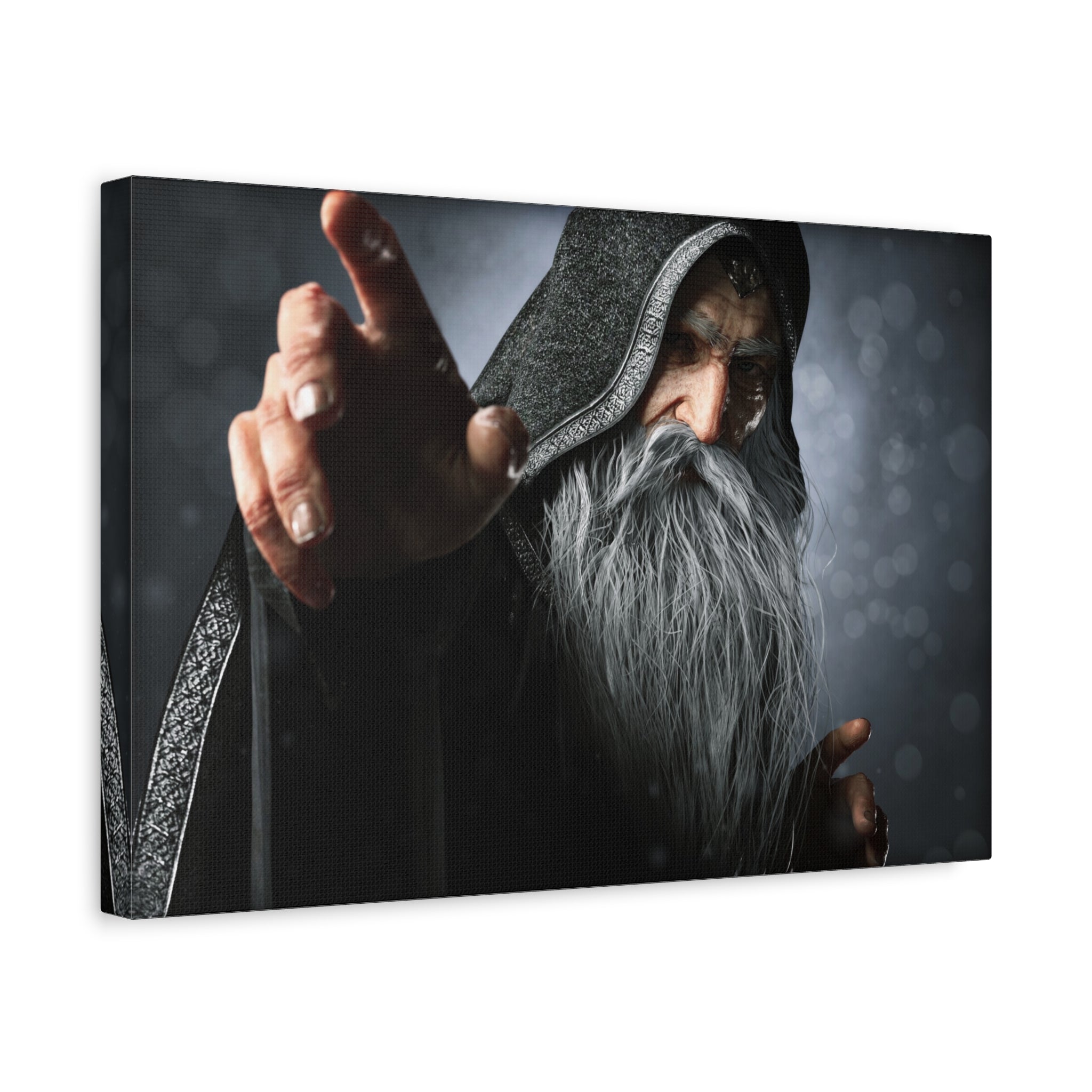 Mystic Wizard Portrait Canvas — Stretched Matte Wall Art - No AI - Human created illustration art
