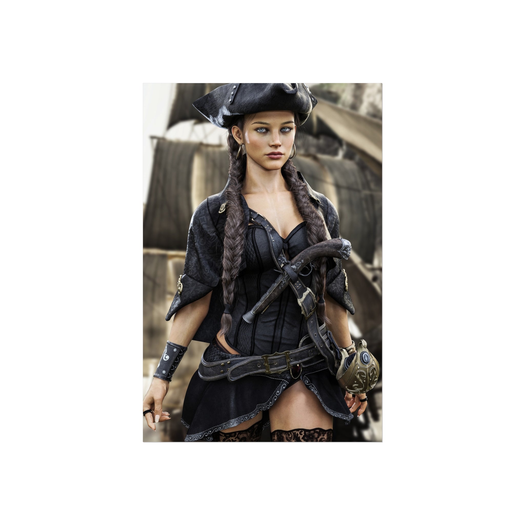 Pirate Captain Fine Art Poster – Gothic Nautical Wall Art - No AI - Human created illustration art