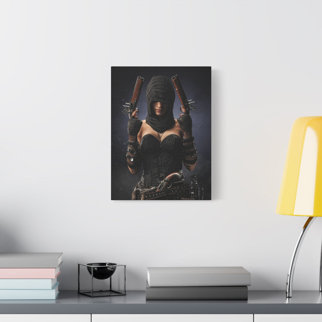 Pirate Assassin Matte Canvas Print — Hooded Female  Wall Art- No Ai- Human created illustration art
