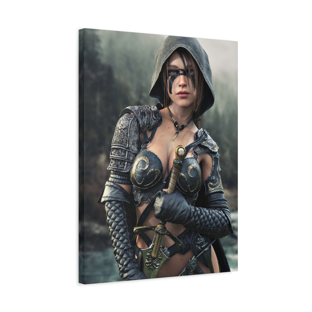 Fantasy Warrior Ranger Woman Matte Canvas Wall Art — Stretched 1.25"- No Ai- Human Created illustration art