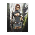 Fantasy Wood Elf Archer Warrior Canvas Print — Matte Stretched Wall Art - No Ai - human created illustration art