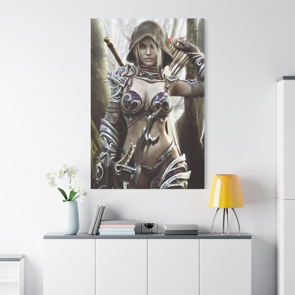 Fantasy Archer Warrior Canvas Print — Matte Stretched Wall Art- No AI- Human created illustration art