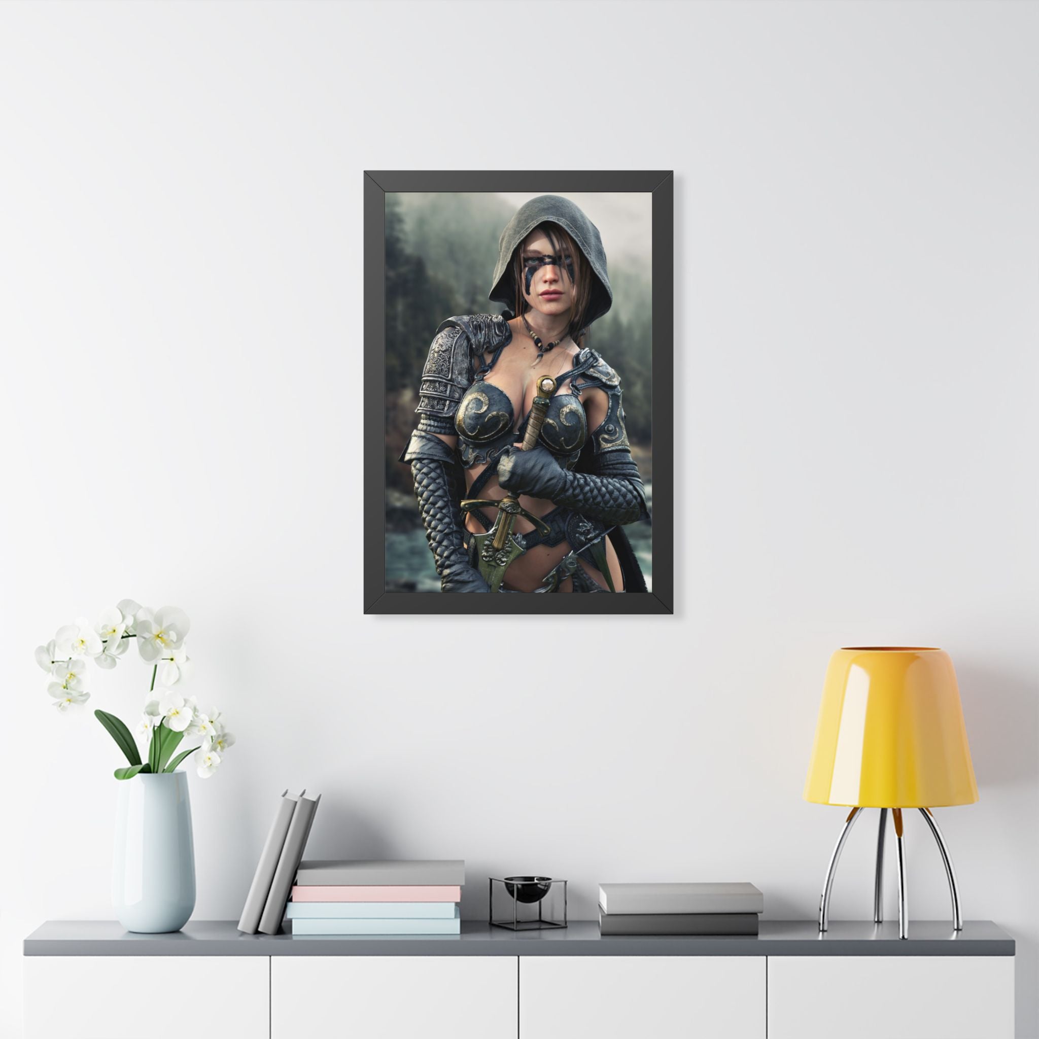 Fantasy Ranger Warrior Framed Poster — Female Armored Rogue Wall Art