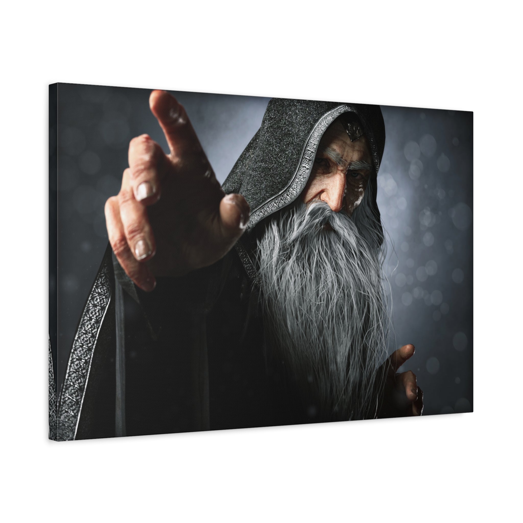 Mystic Wizard Portrait Canvas — Stretched Matte Wall Art - No AI - Human created illustration art