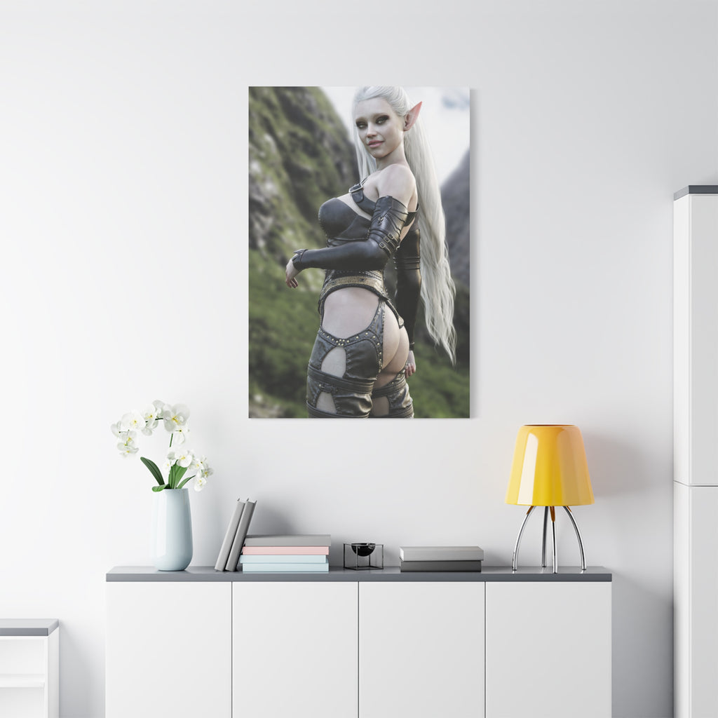 Fantasy Elf Warrior Canvas Print — Matte Stretched Wall Art- No AI - Human created illustration art