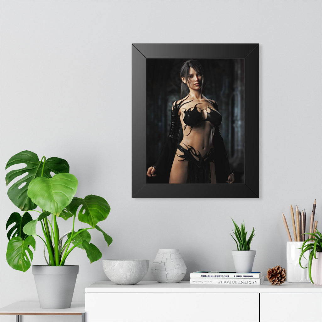 Framed Poster — Dark Fantasy Sorceress Woman Art Print- No AI- Human created illustration art